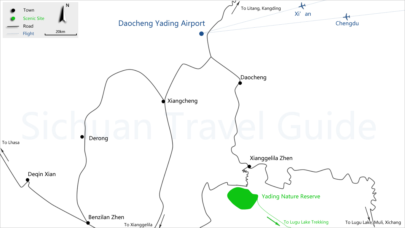 Daocheng Yading Airport Map